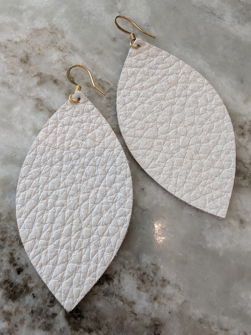 White Leather Earrings